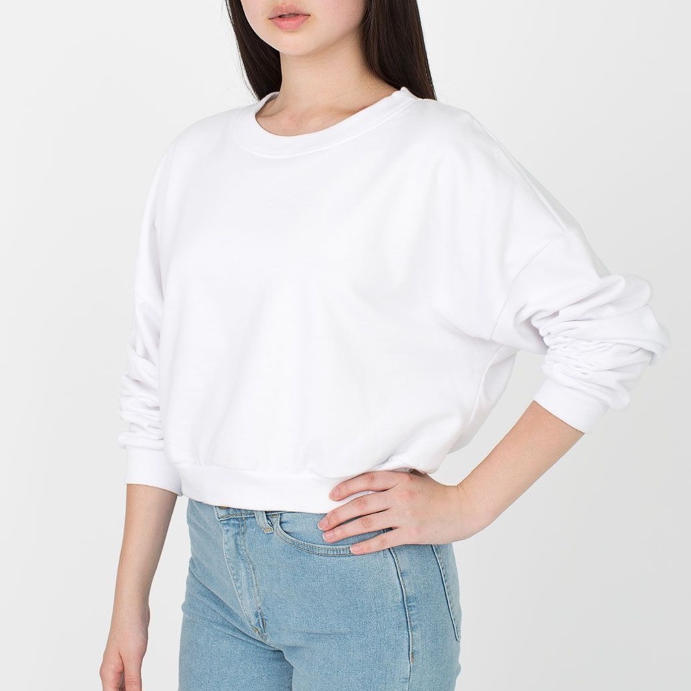 American Apparel 90s White Cropped Sweatshirt